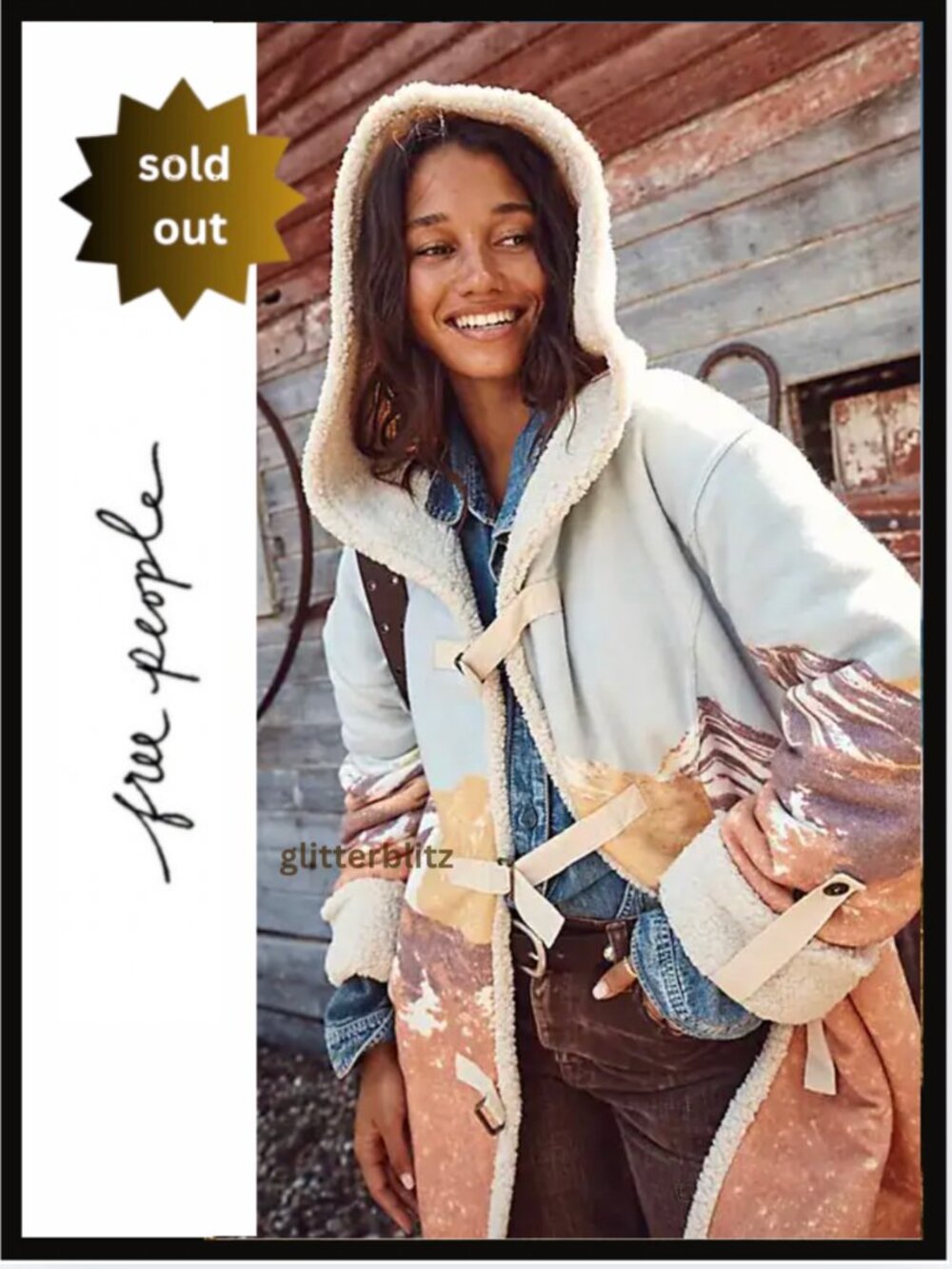 Free People Acadia Fleece Sweatshirt Coat